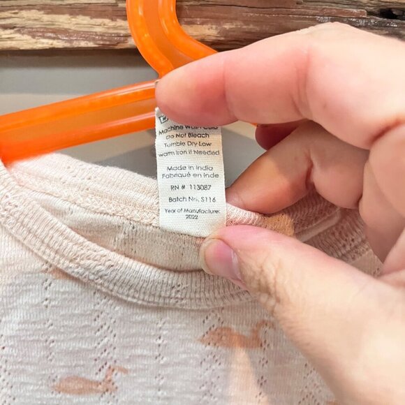 Kate Quinn  “Peach tiny Swan” Pointelle Knit Organic Cotton Set- Size 2T - Picture 3 of 5